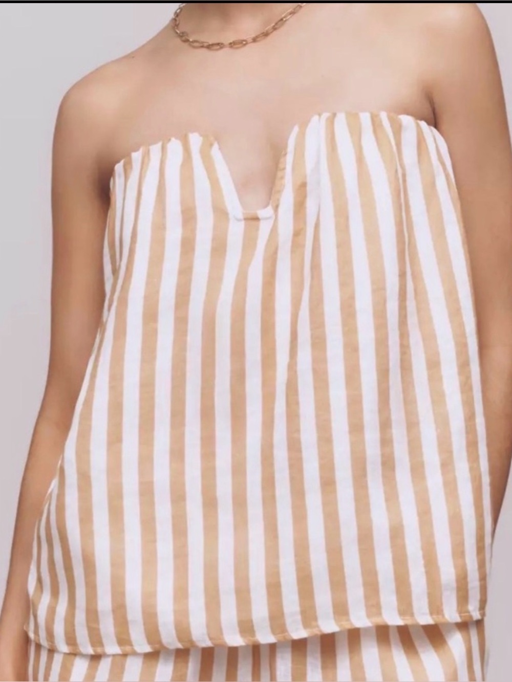 Maeve Anthropologie Strapless Linen Structured Striped Top M